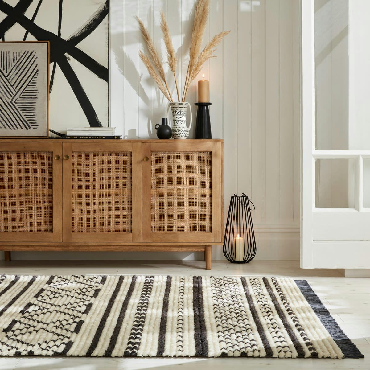 BRISA - Tapis de salon en polyester blanc 160x230 cm