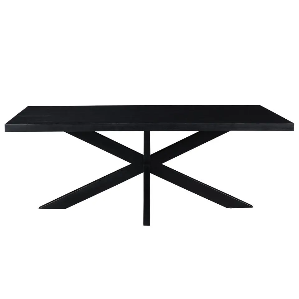 Livingfurn - e Zwart Eetkamertafel kala - Mango Hout - 200 cm