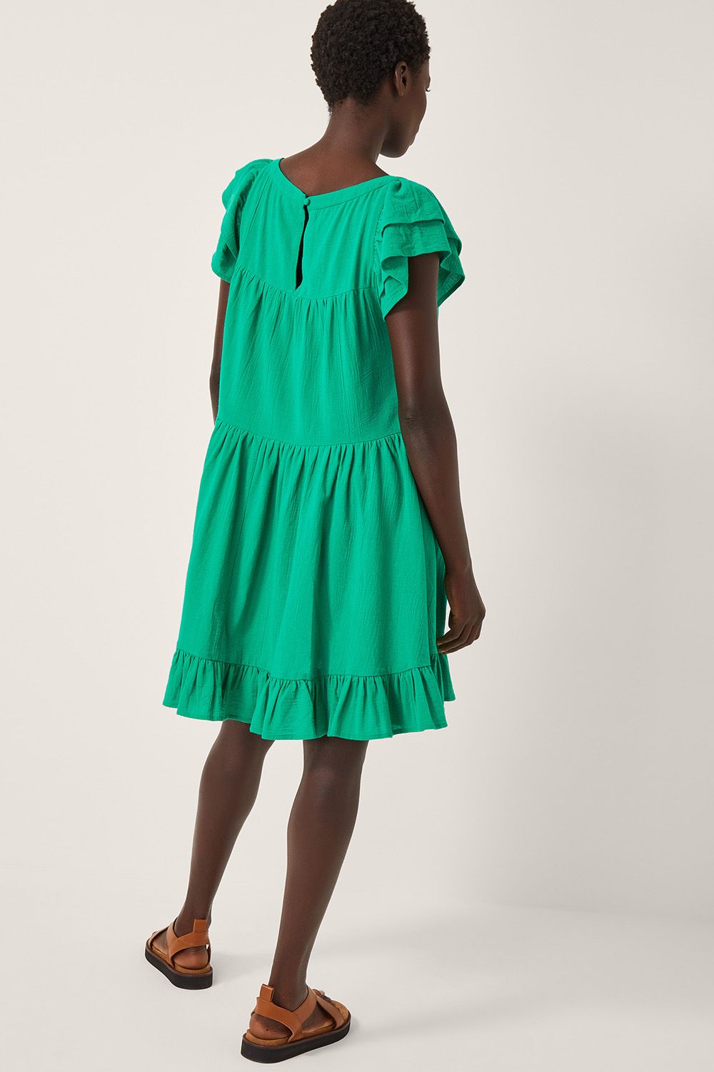 Monsoon Maryam Frill Mini Swing Dress Green