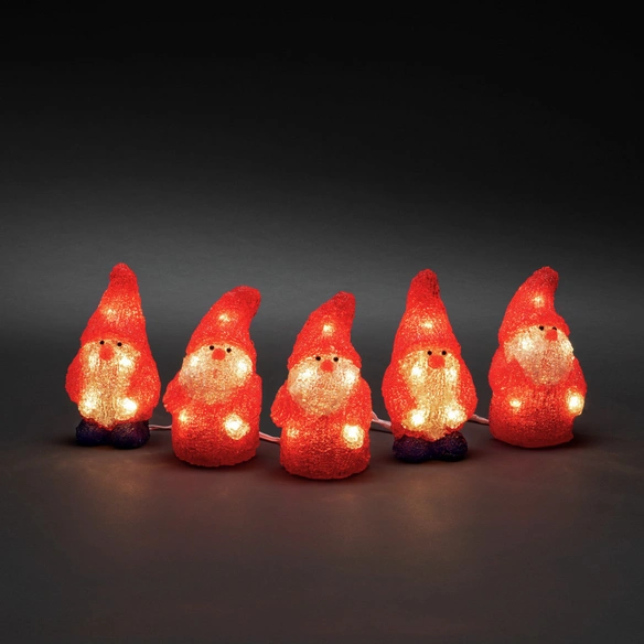 LED-Weihnachtsmann, 5er-Set, Stecker, rot