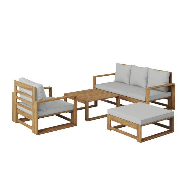 CAMILA - Salon de jardin bois d'acacia coloris gris clair 5 places