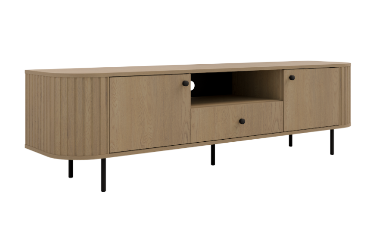Dąb Cremona Szafka Rtv zaokrąglone boki 180cm Owal 2d1sz LP