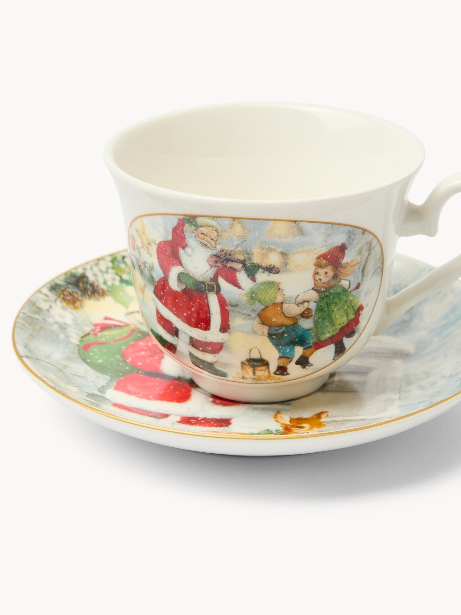 Tazza da t&egrave; in new bone china Babbo Natale vintage