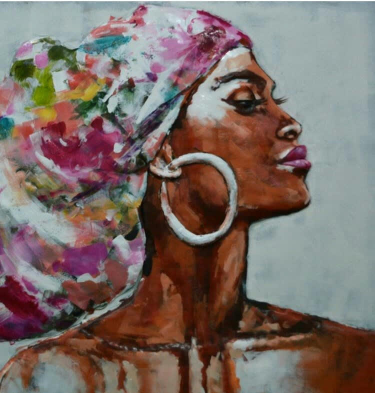 MÉTAL BRASS - Tableau relief en métal turban multicolore 120x80