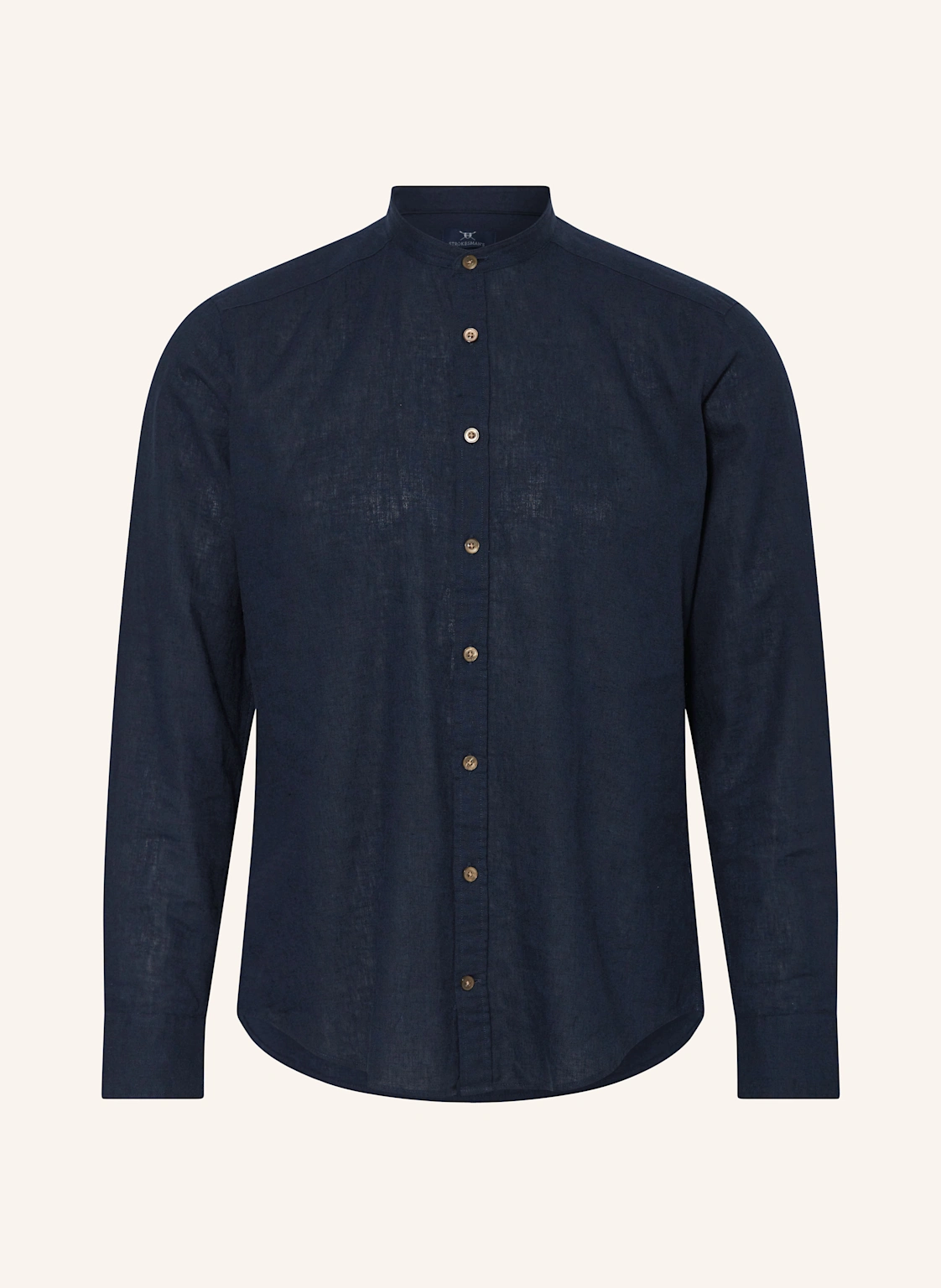 STROKESMAN'S Hemd Regular Fit mit Leinen und Stehkragen