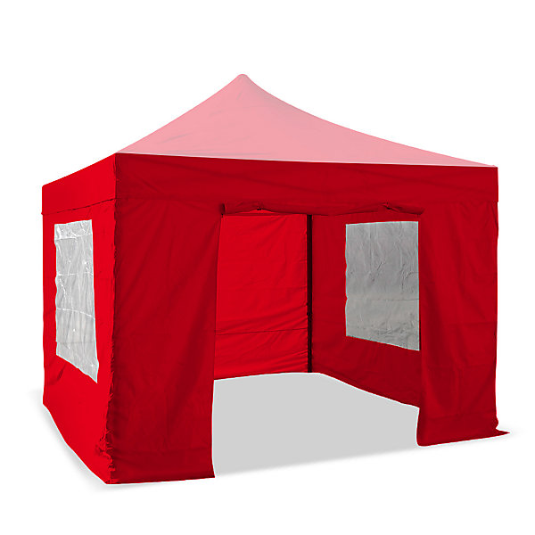 Lot de 4 murs pour tonnelle pliante 3 x 3 m - Avec fenêtres et porte - Polyester enduit PVC - Rouge