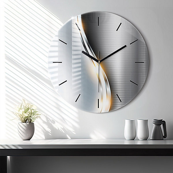 Horloge murale Wallfluent fi60 cm Aiguilles noires Abstraction métallique 1 pcs