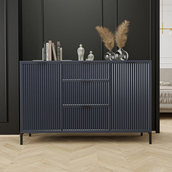 Loftowa komoda z szufladami WAVE 135 cm - indigo
