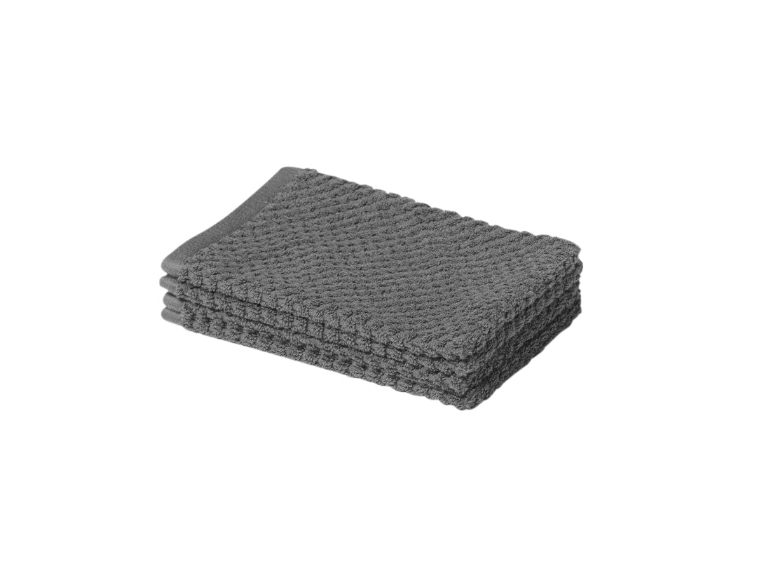 Yumeko washandjes Dots - dark grey - 15x22 - 4 st