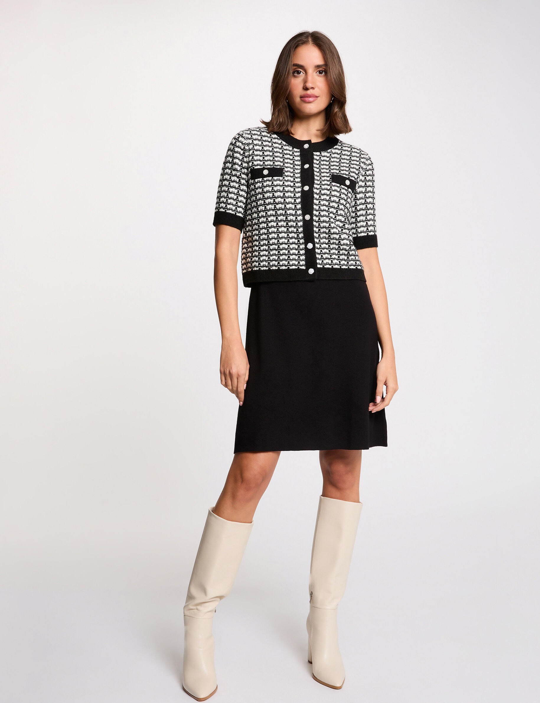 2-In-1 Knit Effect Dress Black Women