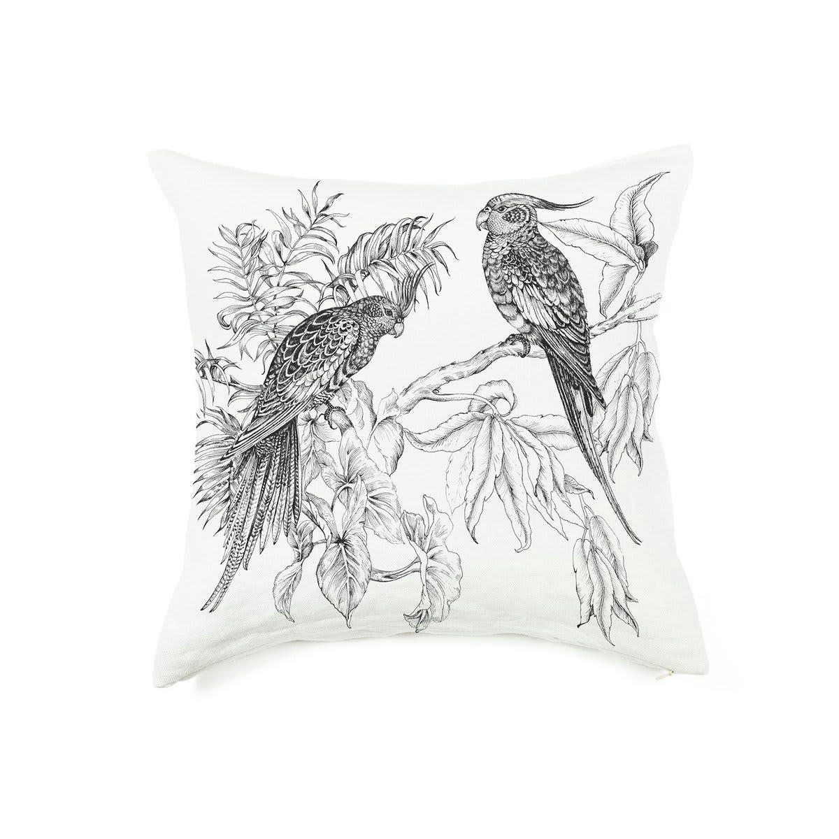 PETRÓPOLIS 1951 - Coussin en lin pur lavé Elizabeth blanc noir 65x65