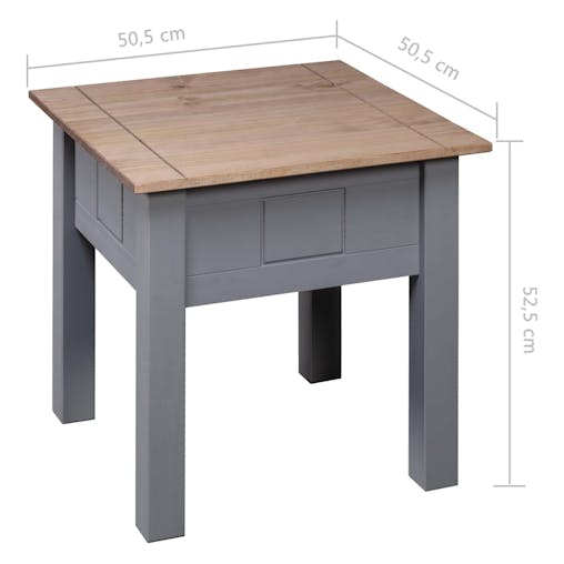 NNEVL Nightstand Grey 50.5x50.5x52.5 cm Pine Panama Range