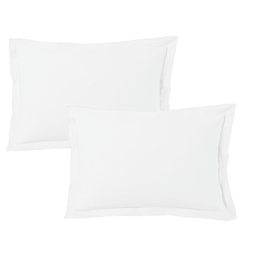 GAMME UNIS SATIN - Lot de 2 taies d'oreiller satin de coton 50x70cm blanc