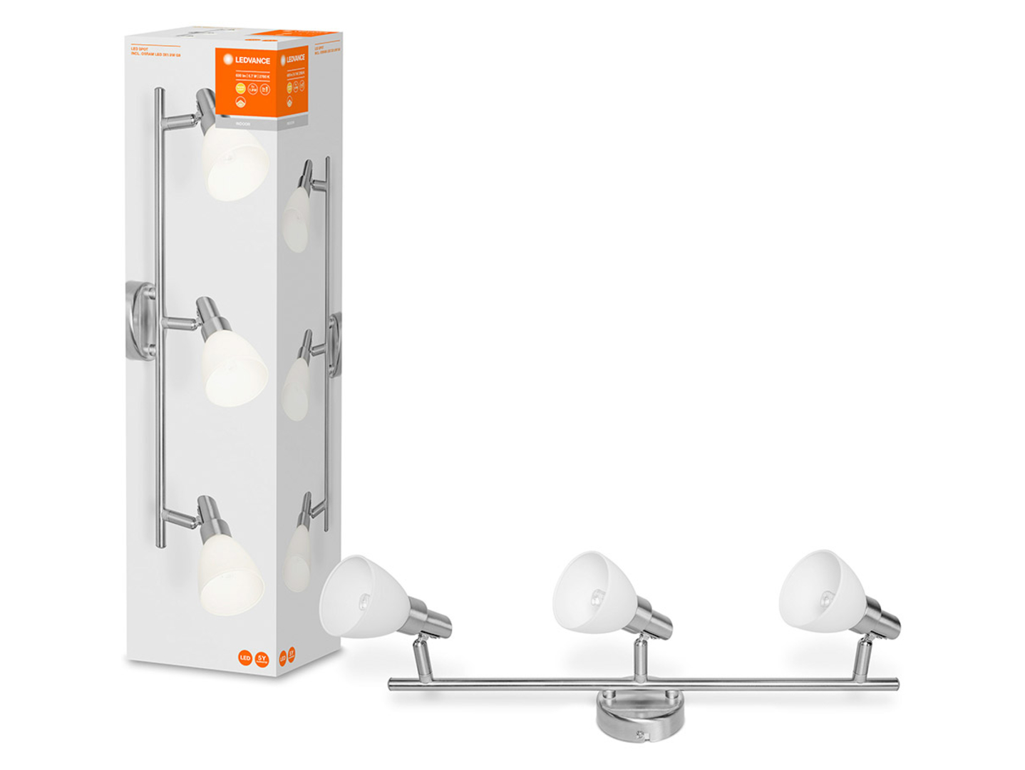 Spot LED 3-punktowy aluminiowy srebrny