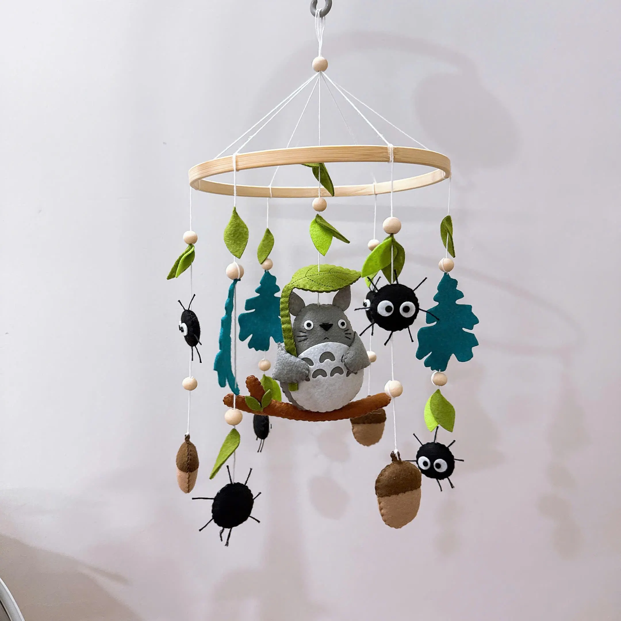 Totoro Inspired Baby Mobile, Anime Gift, Felt Anime Mobile Woodland Nursery Decor, Forest Spirit Crib Mobile, Baby Gift