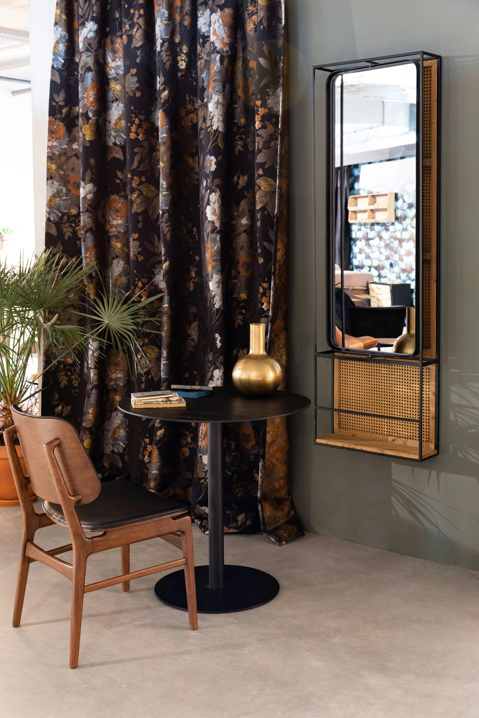 LANGRES - Miroir penderie L en rotin beige