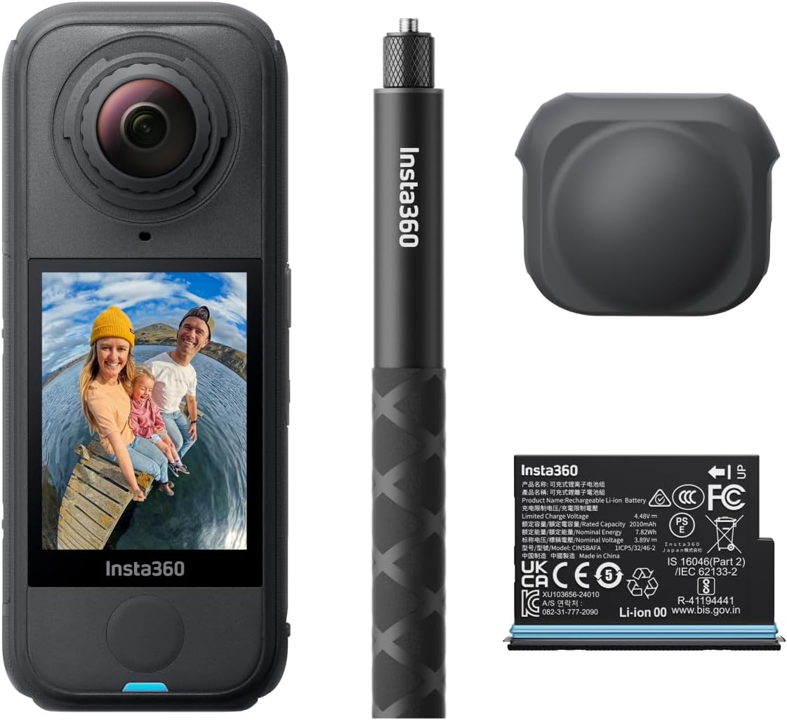 Insta360 X4 Air Starter Bundle - Lightweight 165g 8K 360 Camera  Invisible Selfie Stick  Replaceable Lenses  Shoot First & Frame Later  Built-in Wind Guard  FlowState Stabilization  AI-Powered App