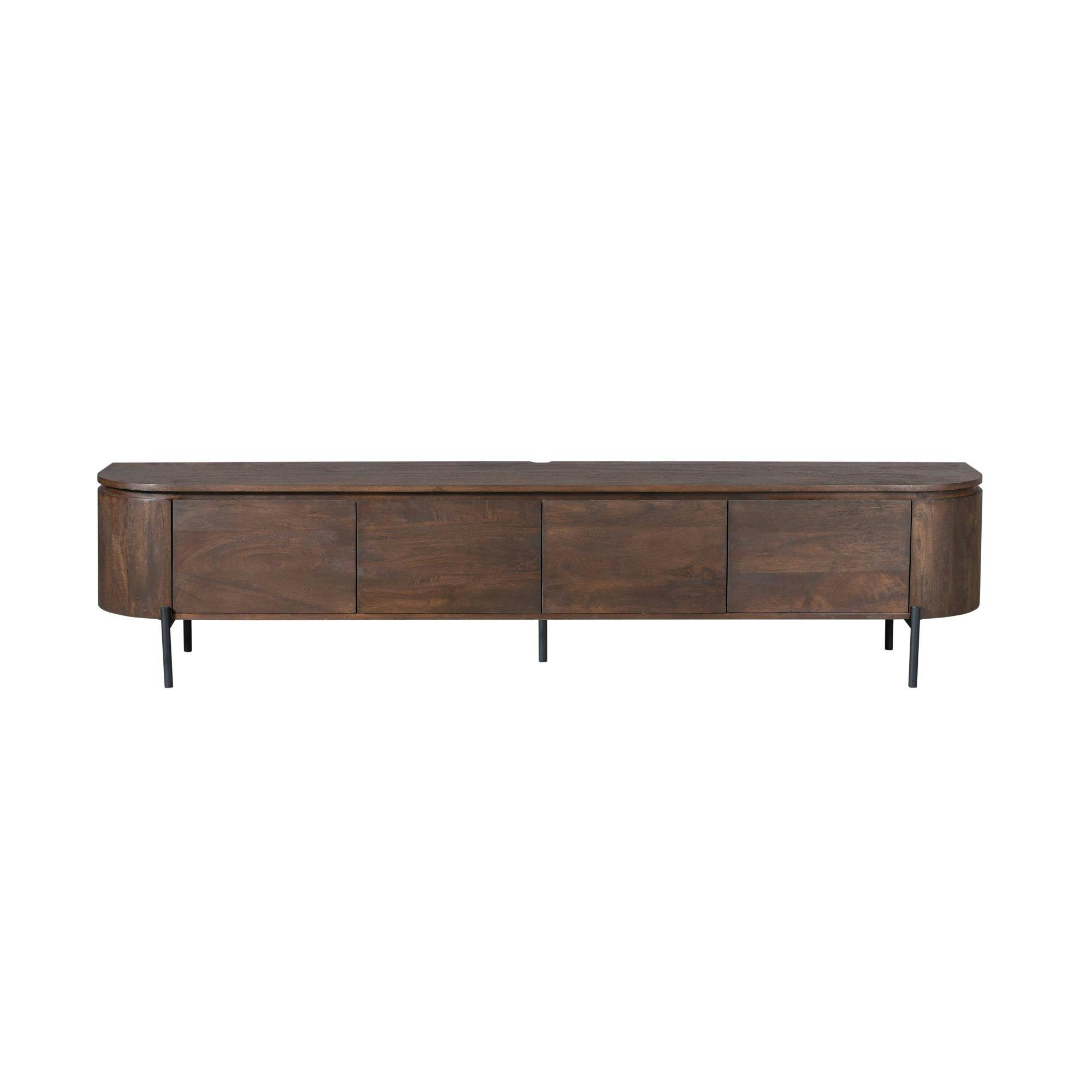 Long meuble TV suspendu bois foncé 240 cm AREZZO