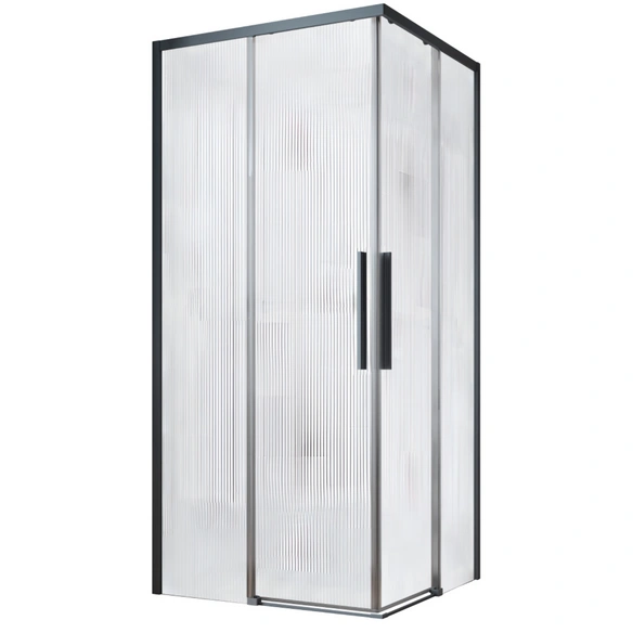 Schiebetür »S8«, Für Eckeinstieg, BxH: 90 x 195 cm, Wellenglas, Gunmetal