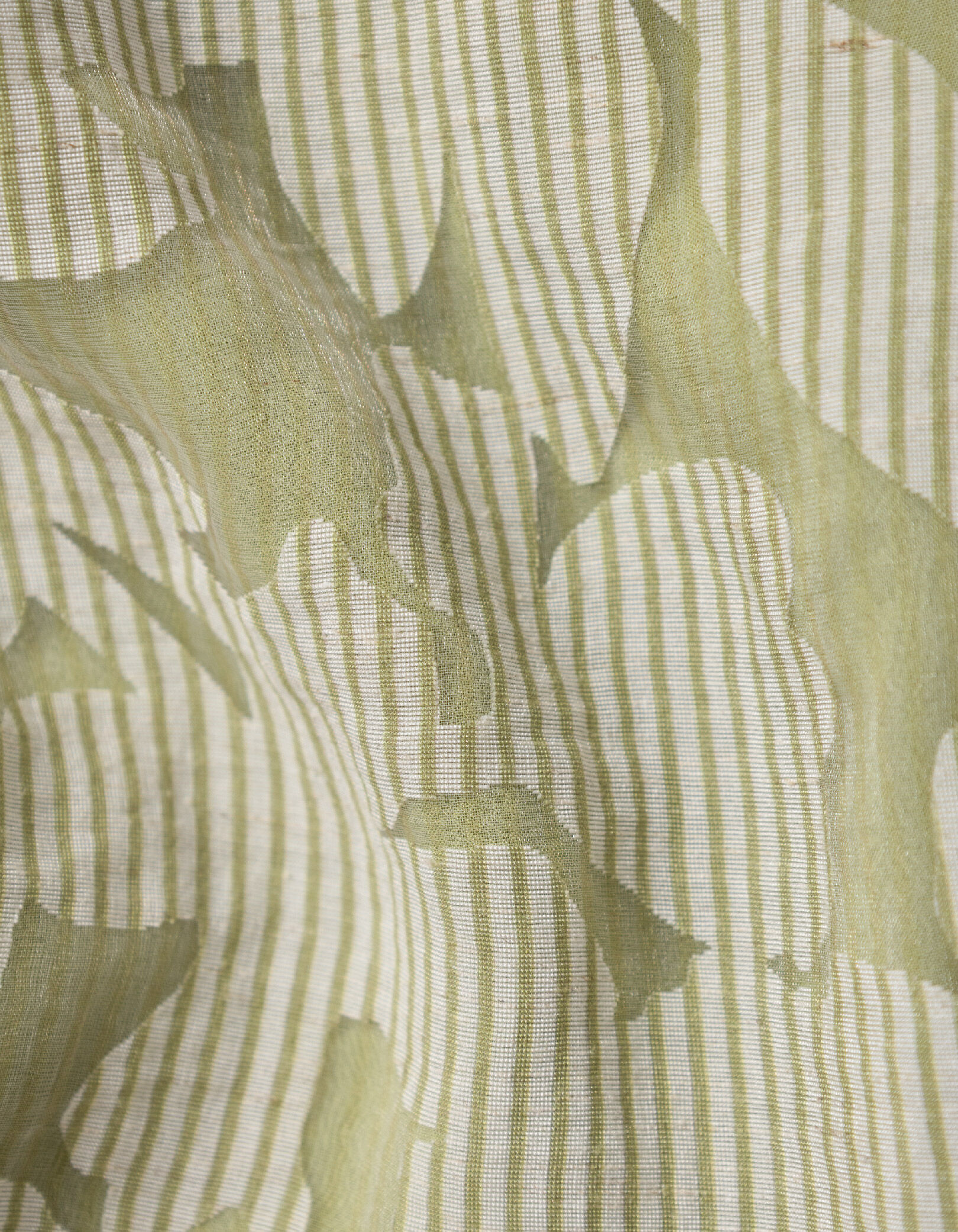 Top sans manches vert motif floral rayé Femme