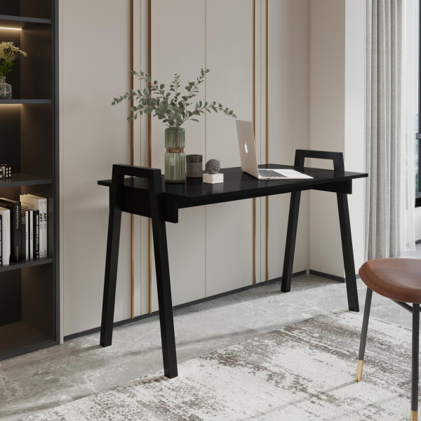 Czarne Biurko FRAME - Minimalistyczny Styl Loftowy z Metalowymi Nogami