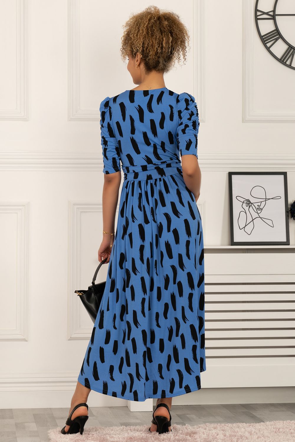 Jolie Moi Quanna Stroke Print Jersey Maxi Dress