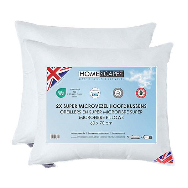 Lot de 4 oreillers en microfibre, 60 x 70 cm - HOMESCAPES
