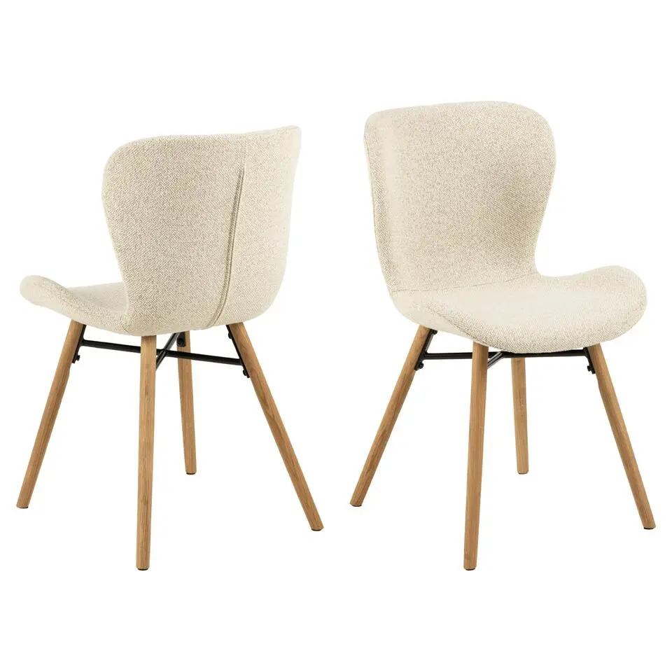 Eetkamerstoel Stof Cr&eacute;me - Zithoogte 46,5cm - Zaria - Set van 2