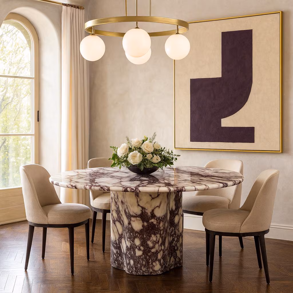 Calacatta Viola Marble Luxury Round Dining Table (D)36'' (H)30''