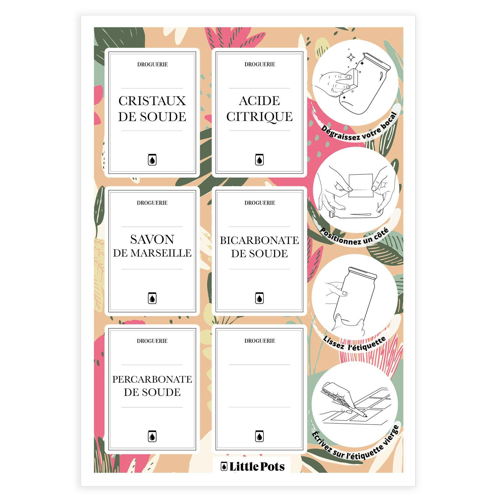 - Planche de 6 étiquettes waterproof - Univers DROGUERIE