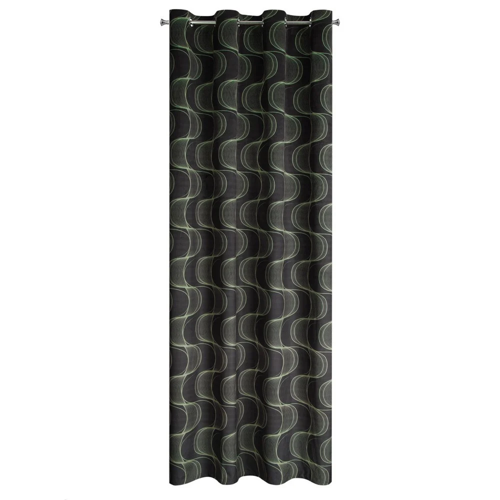 Zasłona Pola 140x250 czarna zielona welurowa