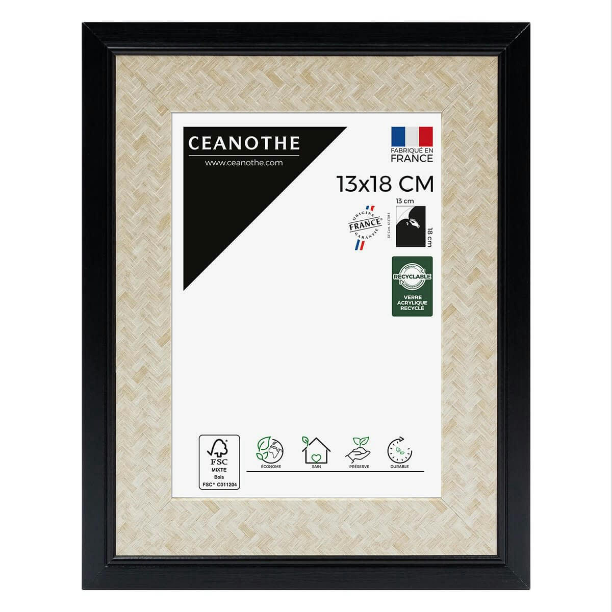 PALMA - Cadre photo noir 13x18 cm résine recyclée