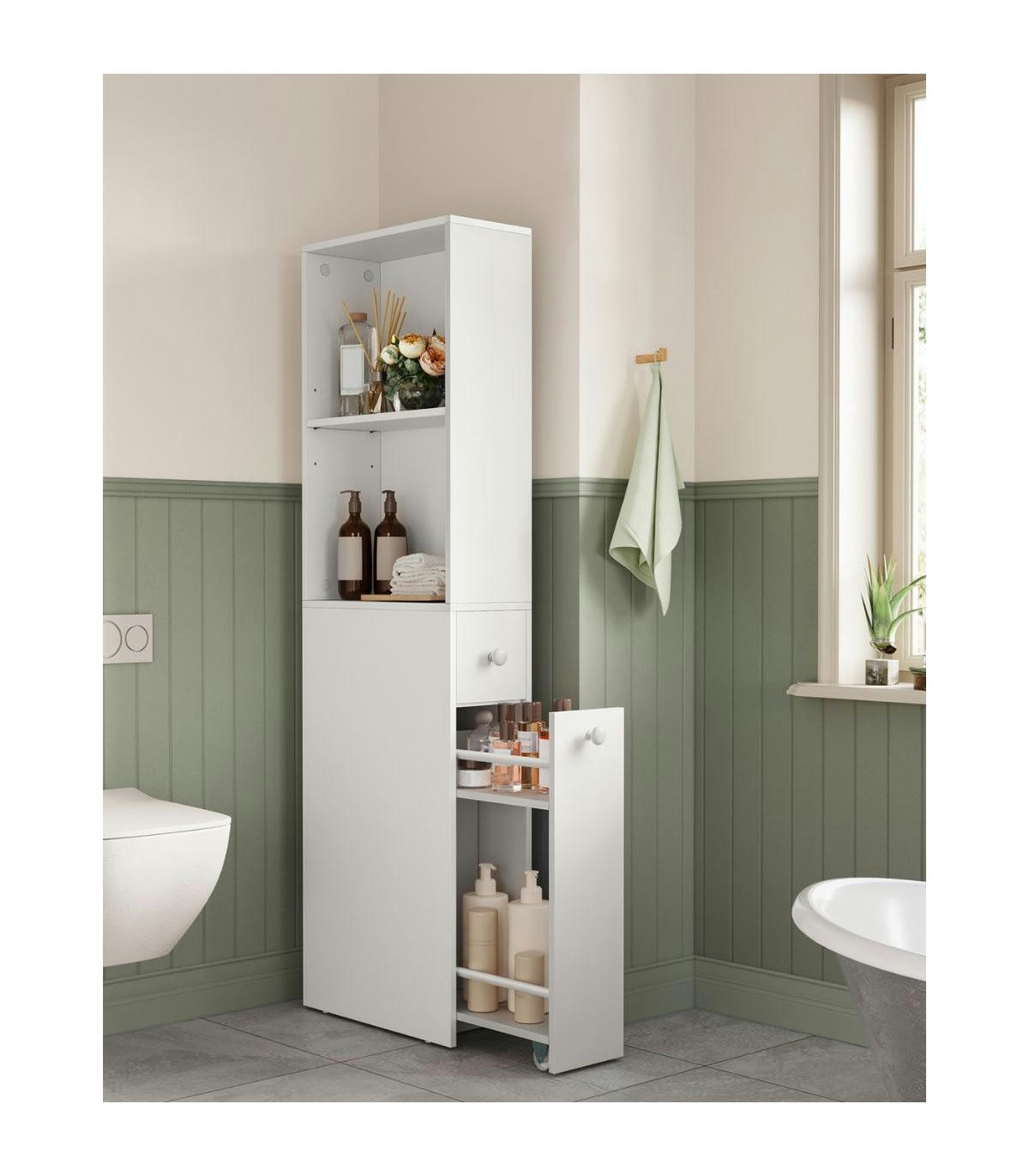 - Petit meuble de rangement 2 niches, 2 portes - H134,4 cm