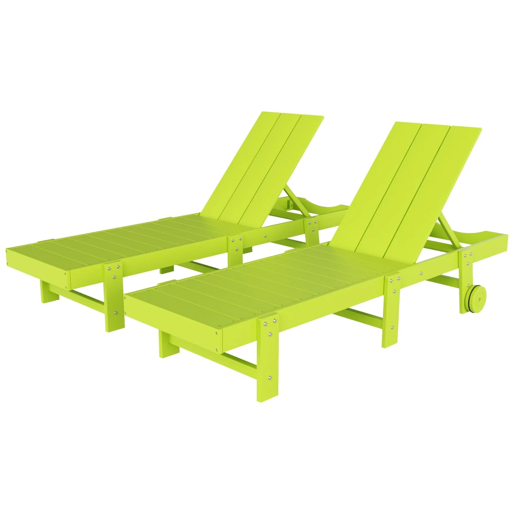 Polytrends Shoreside Modern Poly Eco-Friendly All Weather Reclining Chaise Lounge With Wheels (Set Of 2)