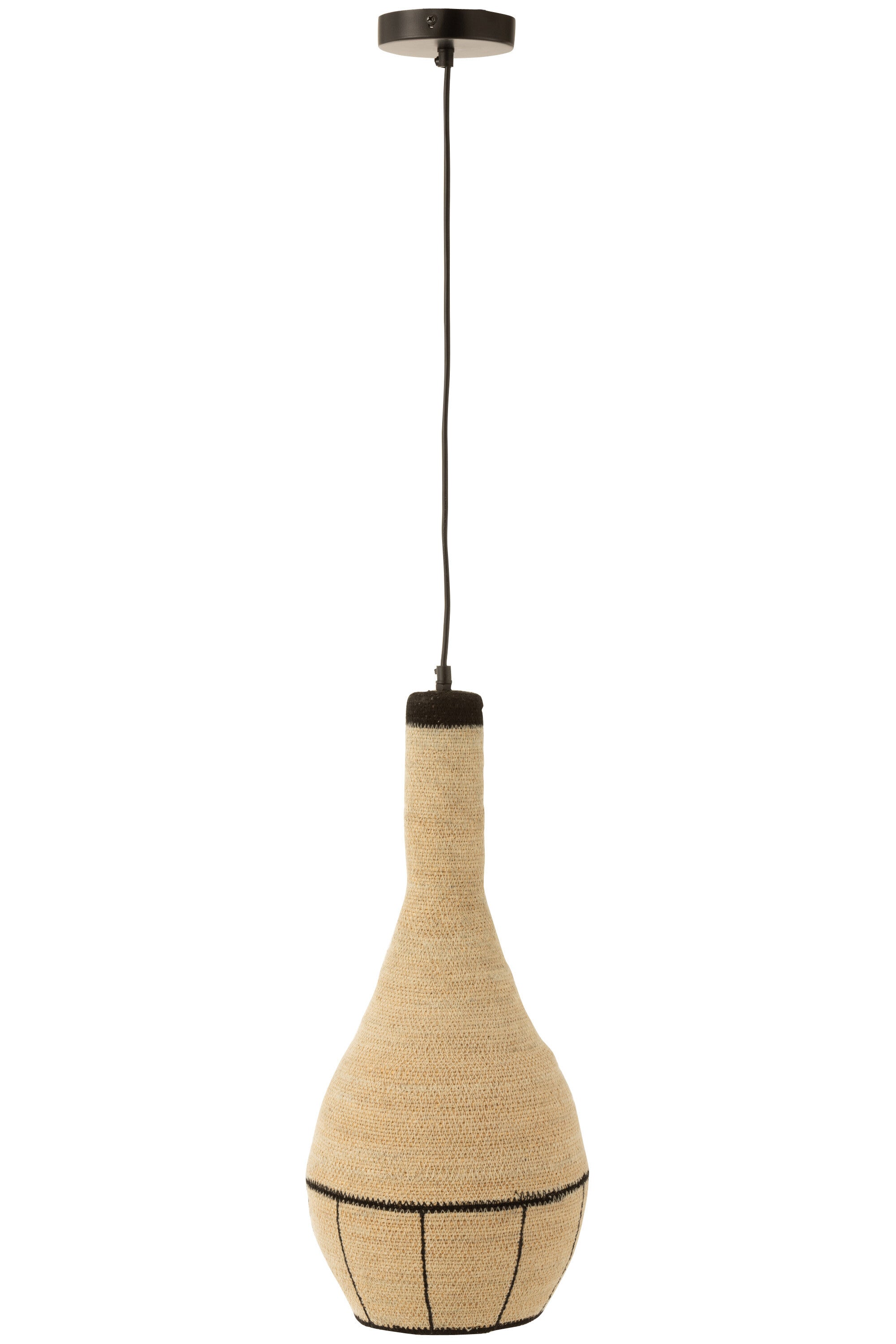 J-Line hanglamp Peer Lijnen - zeegras - naturel/zwart