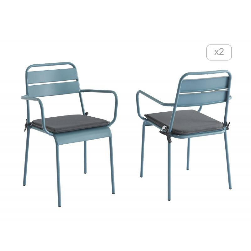 PANTONE - Lot de 2 chaises en acier bleu givré