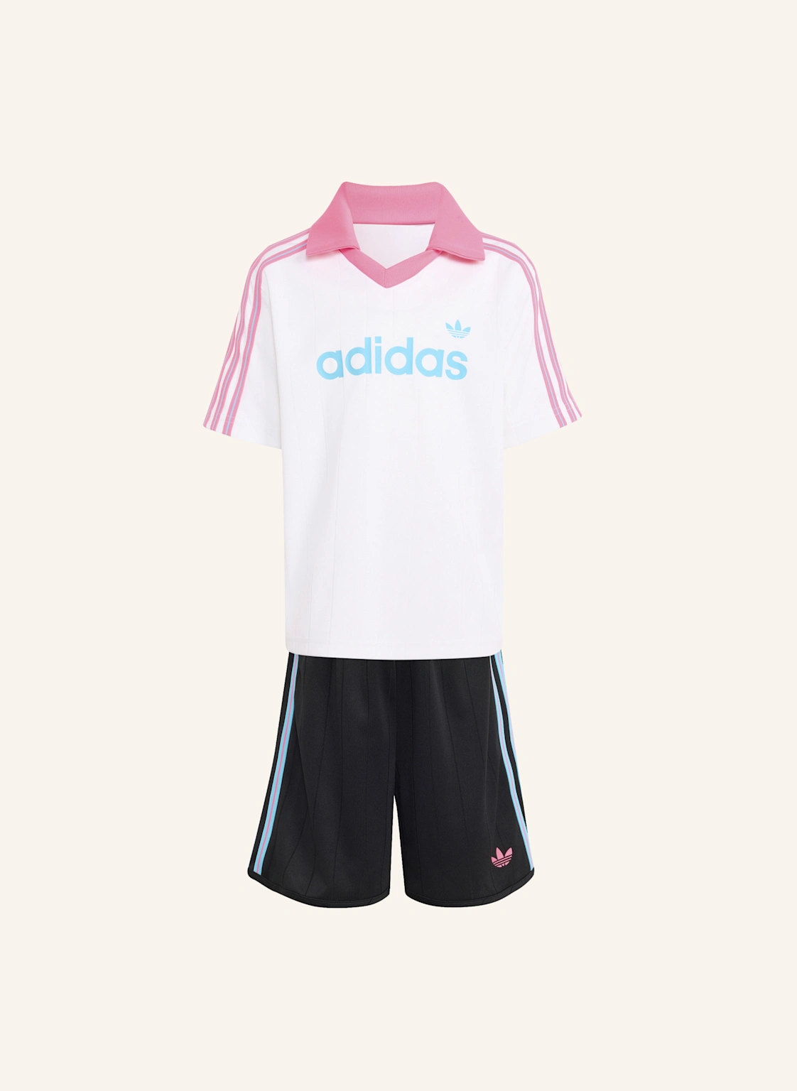 adidas Originals POLOSHIRT UND SHORTS SET, LOCKER GESCHNITTEN, NADELSTREIFEN