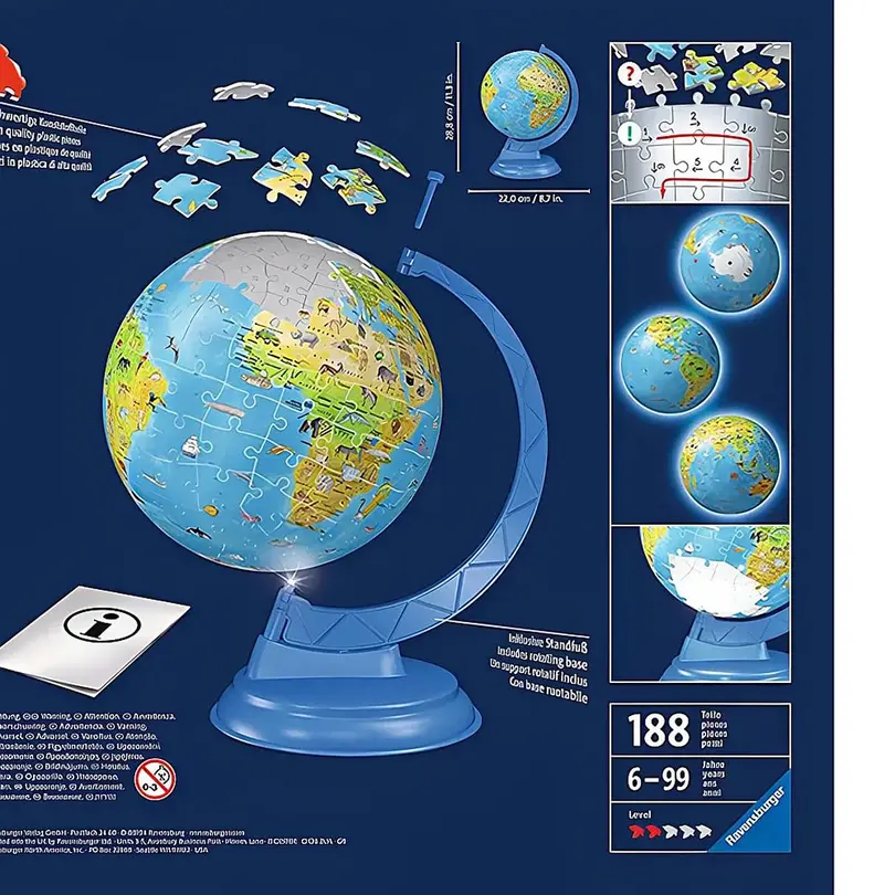 3D-Puzzle 180-teilig Kinderglobus mit Licht