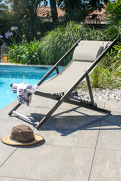 Chilienne pliante Julia aluminium gris anthracite L.93/102 x l.58 cm City Garden