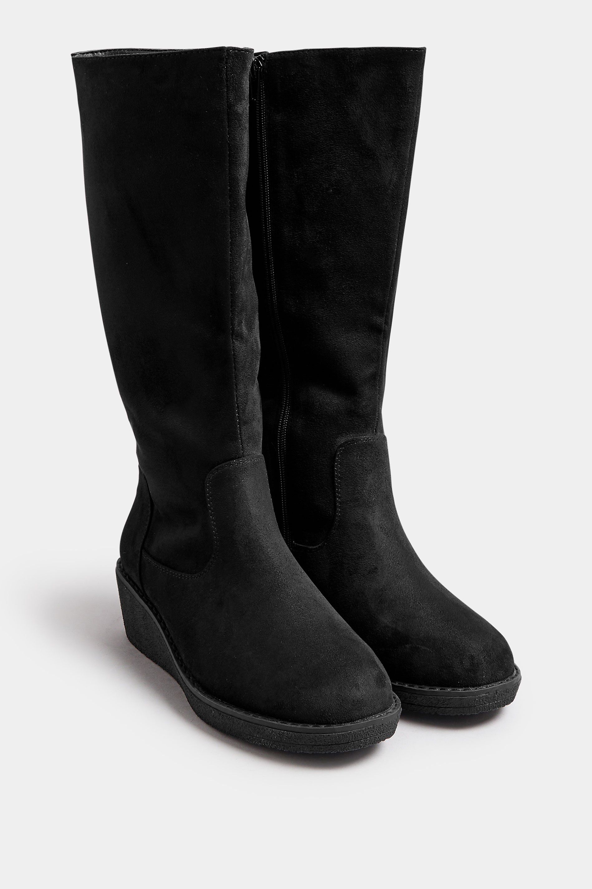 Yours Extra Wide Fit Faux Suede Wedge Boots