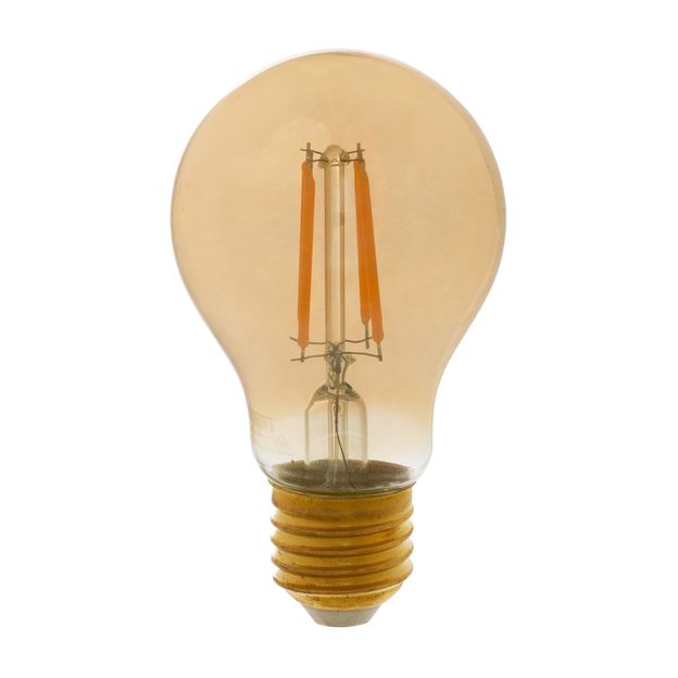 LÂMPADA LED FILAMENTO AMBAR A60 4W E27 127 220V LUZ AMARELA TASHIBRA