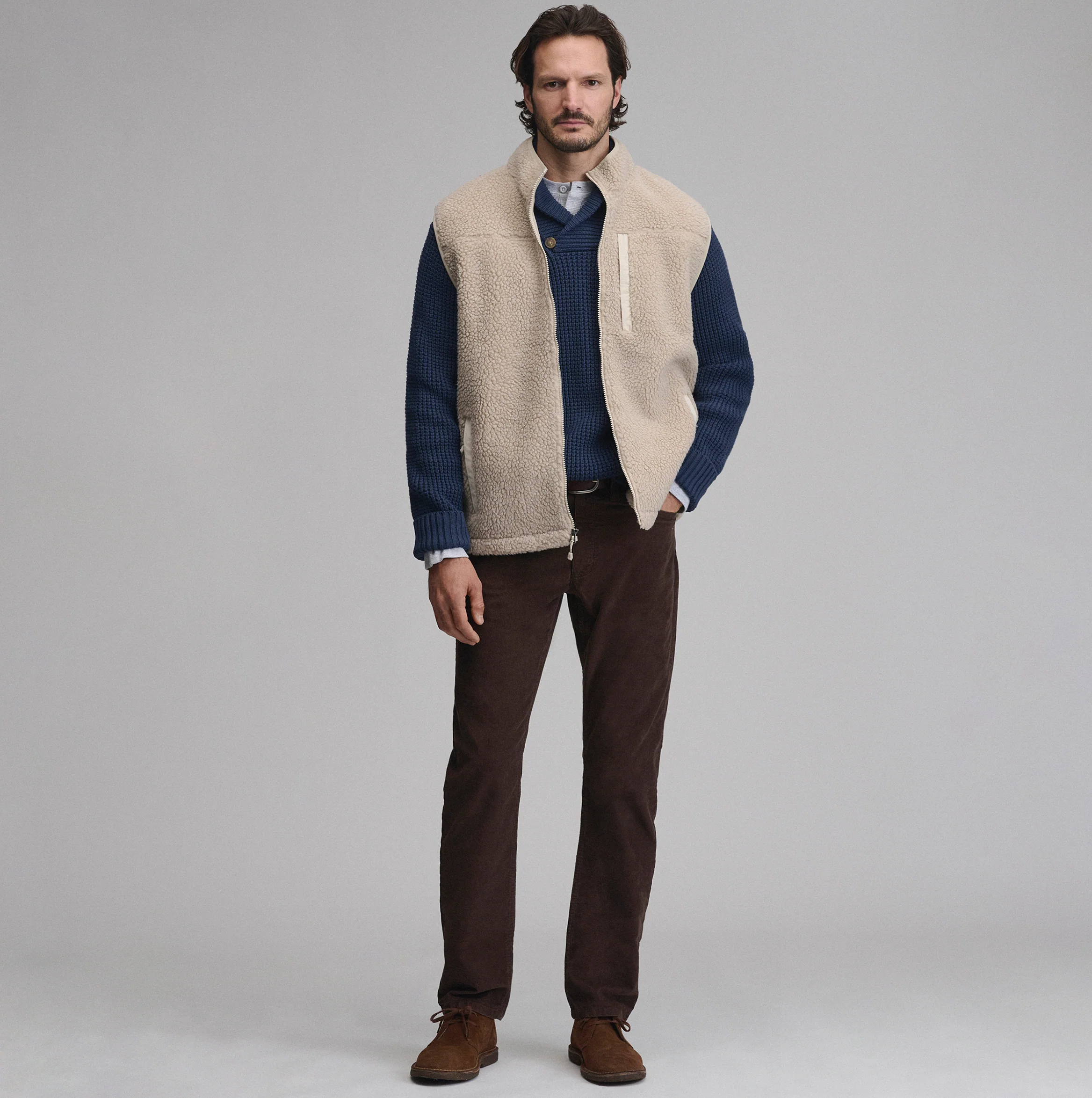 Men's Holiday Festive Shawl-Neck Sweater