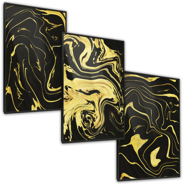 Zestaw 3x Plakat w Ramie ABSTRAKCYJNE Wzory 30x40cm