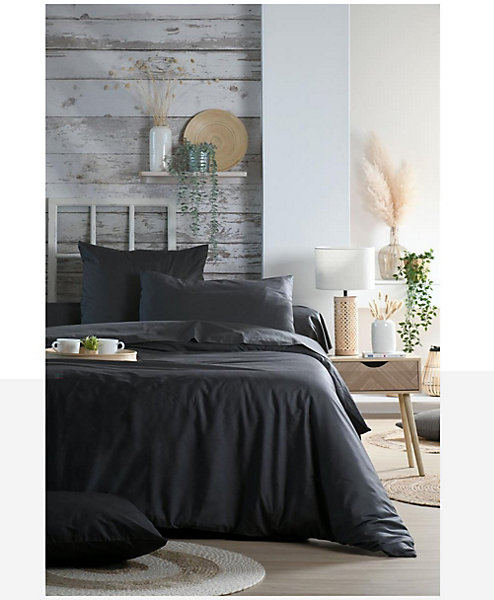 Housse de couette en percale de coton uni Elysée