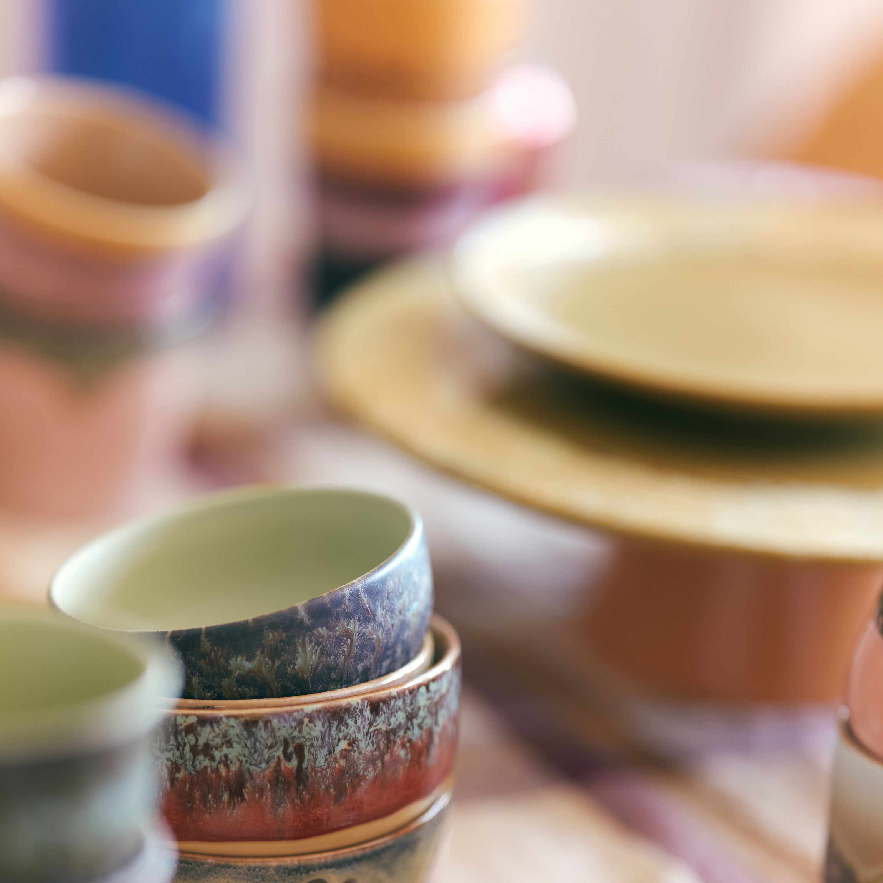 HKliving 70's Ceramics Tapas Kommen Ø 11 cm - Set van 4 - Drift