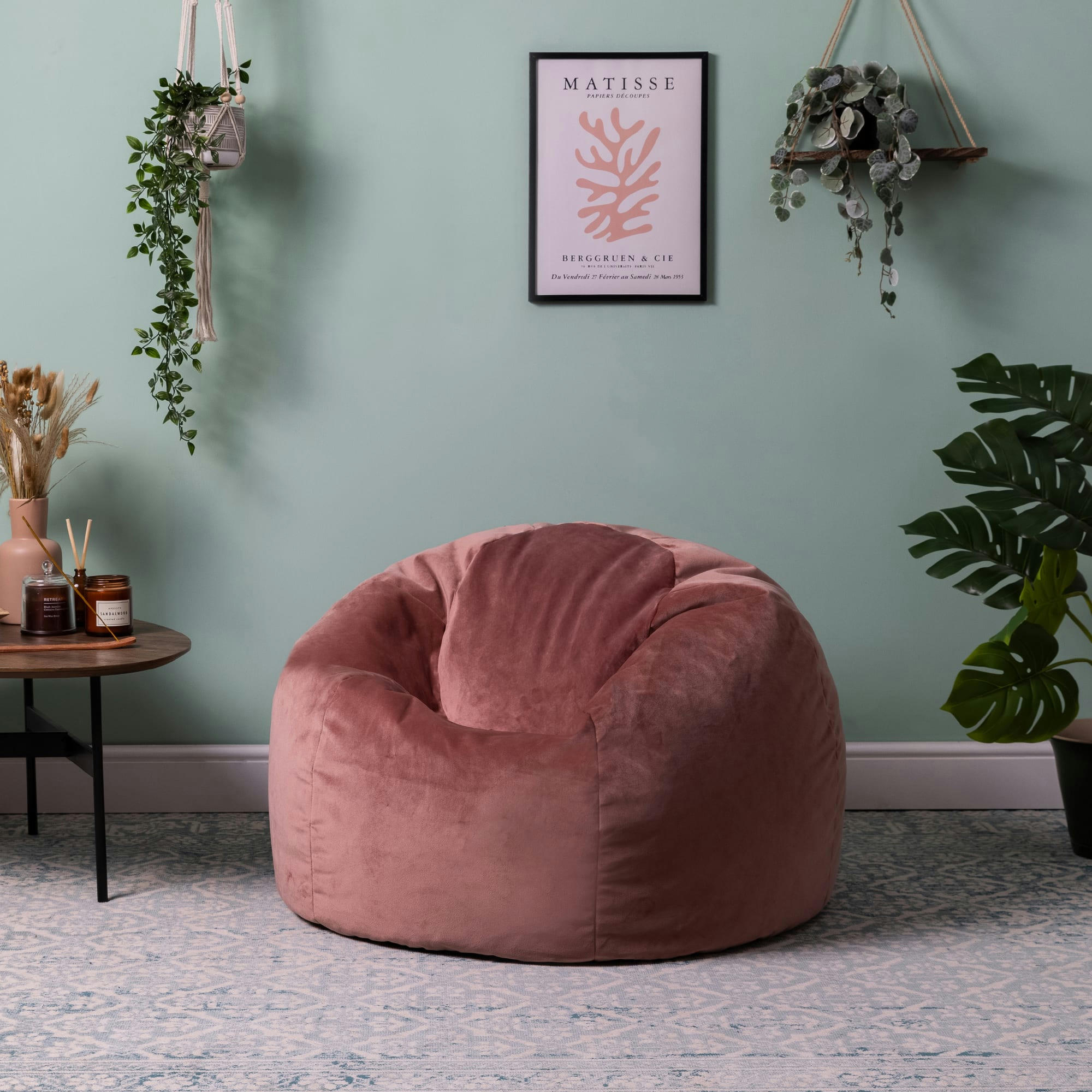 AURORA - Pouf velours rose