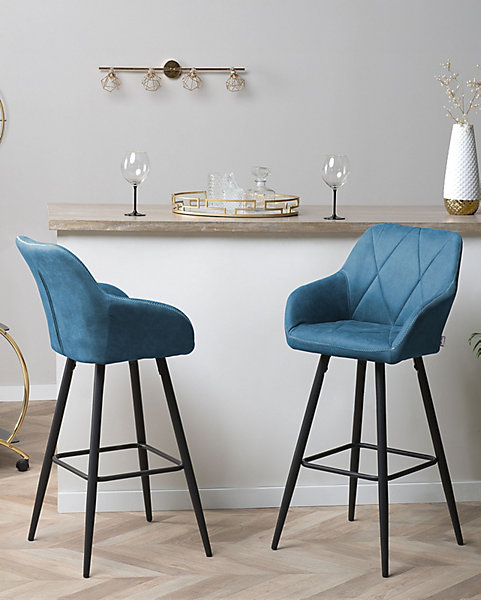 Lot de 2 chaises de bar DARIEN Bleu azur
