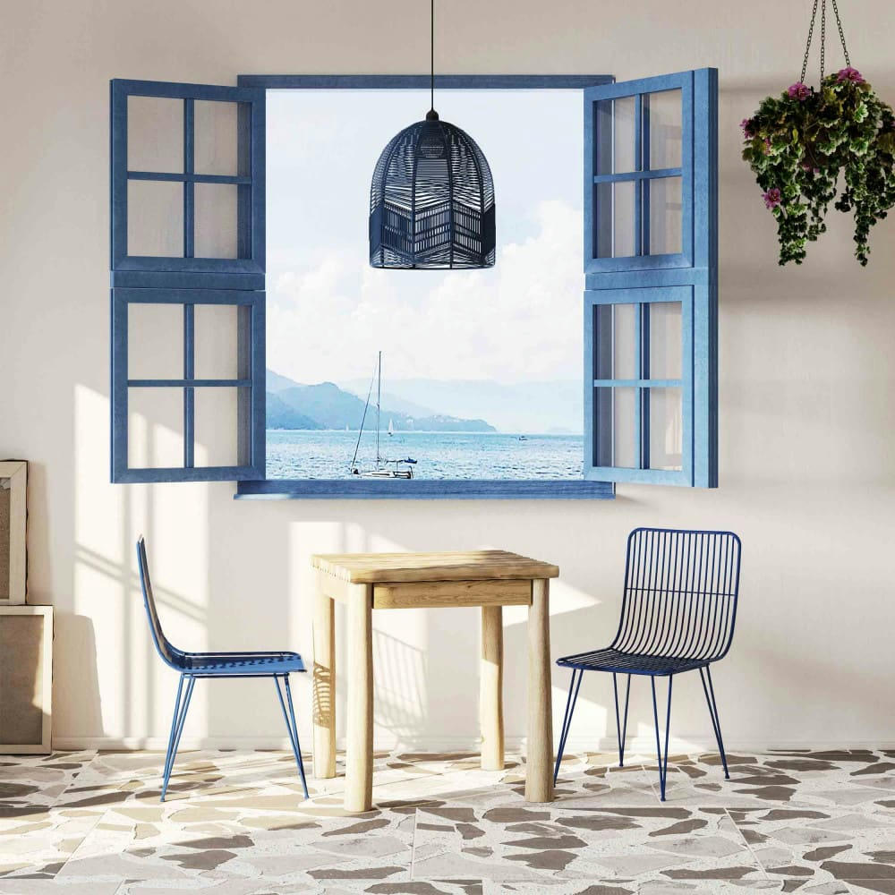 OMBRA - Lot de 2 chaises design en métal bleu