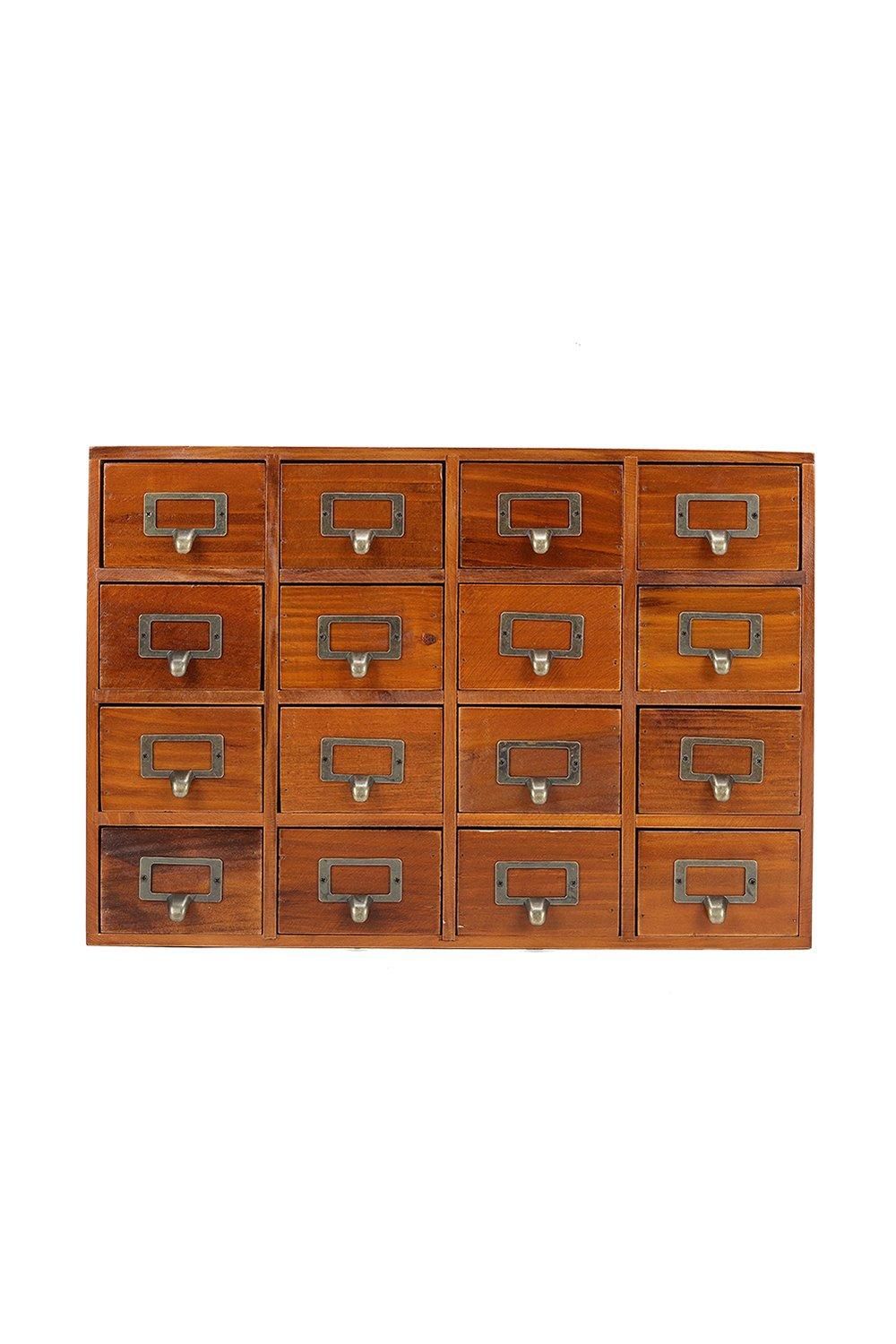 H&O Direct 16 Grid Retro Wooden Drawer Box