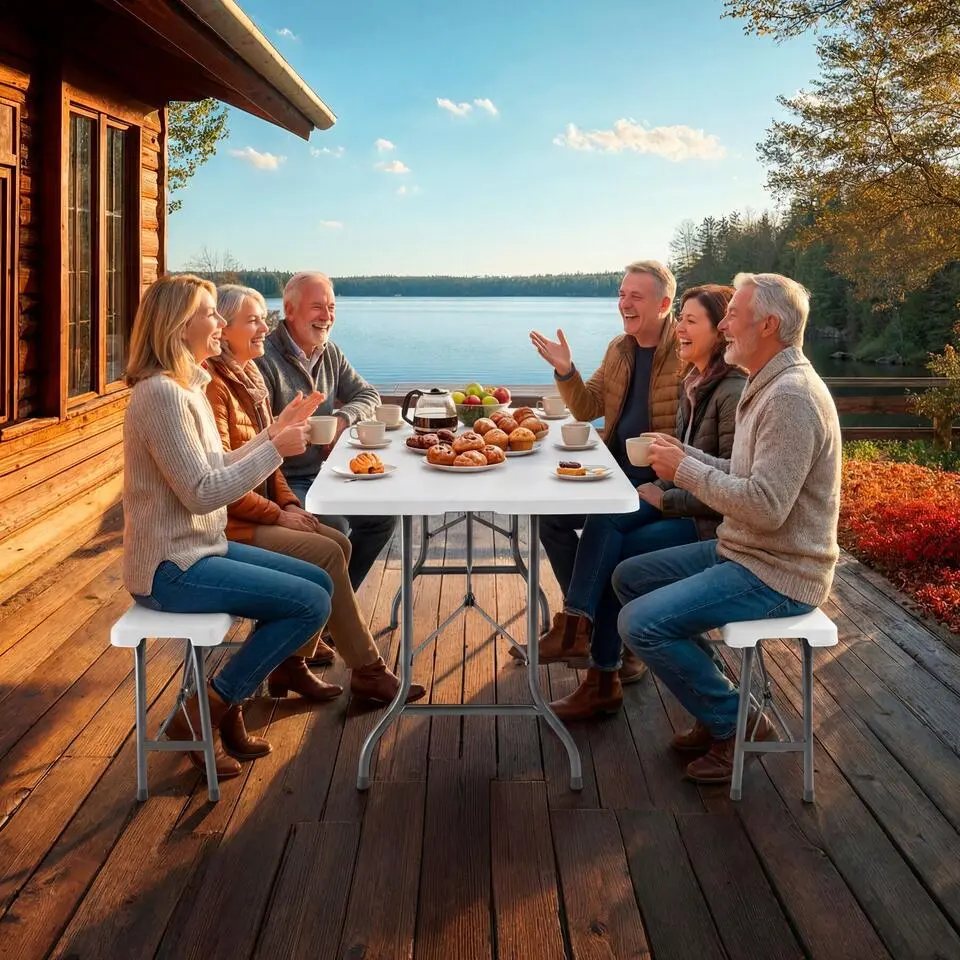 tectake Campingtafelset Panja wit opvouwbaar, Wit